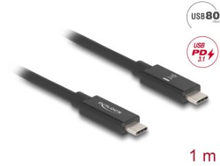 Kabel DELOCK, USB-C 3.2 (M) na USB-C (M), 1m, crni