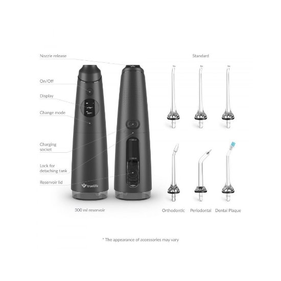 Oralni tuš TRUELIFE AquaFloss Compact C300, crni