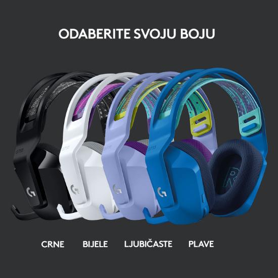 Slušalice LOGITECH Gaming G733 Lightspeed, RGB, bežične, bijele