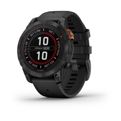 Pametna ura GARMIN Fenix 7 Pro Solar, HR, GPS, multisport, temnosivi/črni remen