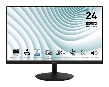 Monitor 23,8" MSI PRO MP242A – FHD, IPS, 100 Hz, 1 ms, 300 cd/m2, zvočniki, črn