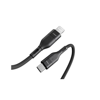 Kabel VEGER CL01, USB-C na Lightning, 1,2m, pleteni črni
