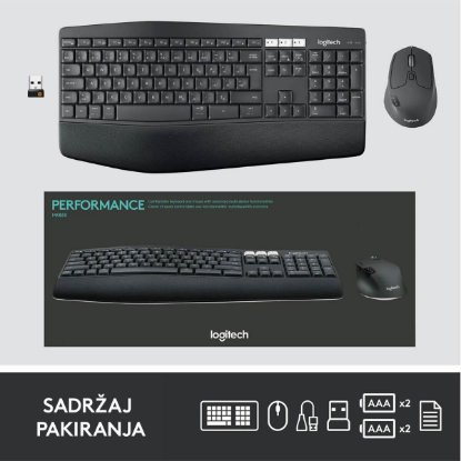 Tipkovnica + miška LOGITECH MK850 Wireless Desktop, brezžična, črna, Unifying receiver USB
