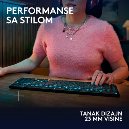 Tipkovnica LOGITECH Gaming G915 X Lightspeed Tactile, RGB, mehanička, brezžična, US Layout, črna