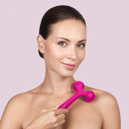Naprava za nego obraza in telesa GESKE Sonic Facial & Body Roller, 4v1, magenta