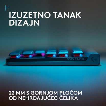 Tipkovnica LOGITECH Gaming G515 Rapid TKL, RGB, mehanska, US Layout, USB, črna