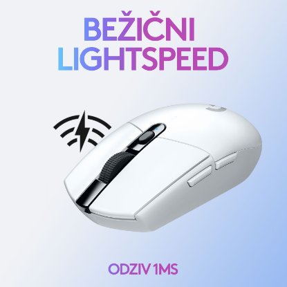 Miška LOGITECH Gaming G305 Lightspeed, brezžična, optična, 12000dpi, bela, USB