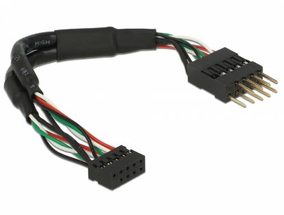 Kabel DELOCK, USB 2.0, USB 10 pin 2mm header na USB 10 pin 2.54 mm header, 12cm
