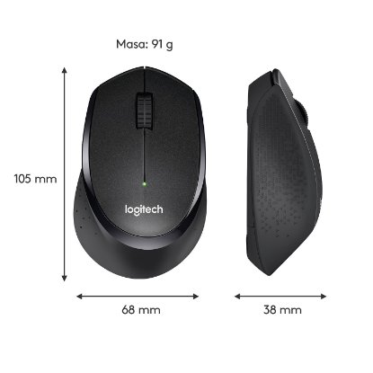 Miška LOGITECH M330 Silent Plus, optična, 1000dpi, brezžična, črna, USB