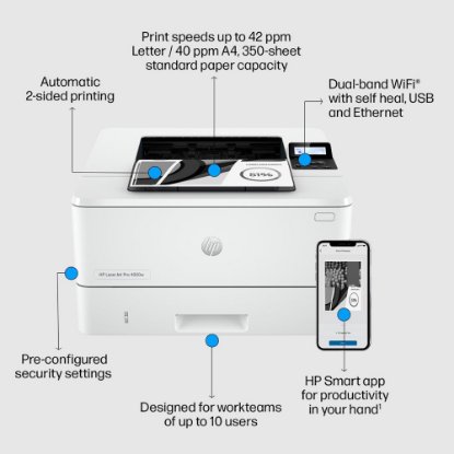 Tiskalnik HP LaserJet Pro 4002dw, 2Z606F, 1200dpi, 256MB, USB, LAN, Wi-Fi