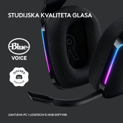 slušalke LOGITECH Gaming G733 Lightspeed, RGB, brezžične, črne