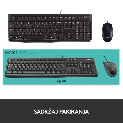 Tipkovnica + miška LOGITECH MK120 Desktop, črna, USB