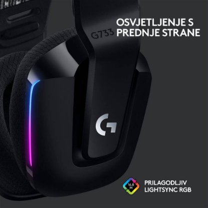 slušalke LOGITECH Gaming G733 Lightspeed, RGB, brezžične, črne