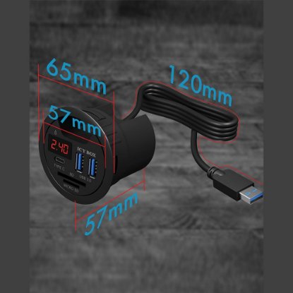 USB HUB ICY BOX IB-HUB1404, ugradbeni, USB-A na 2x USB-A 3.0, USB-C, SD/microSD