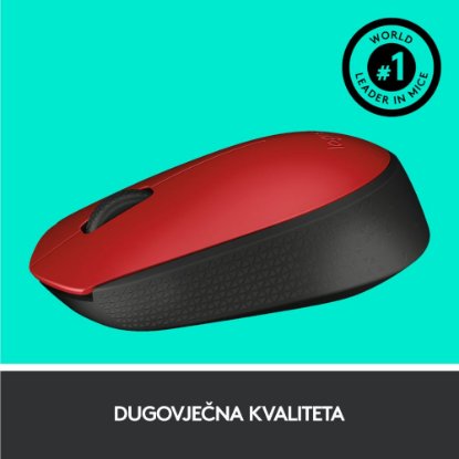 Miška LOGITECH M171, optična, brezžična, rdeči