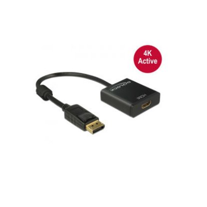 Adapter DELOCK, DisplayPort (M) na HDMI (Ž), 4K, črni
