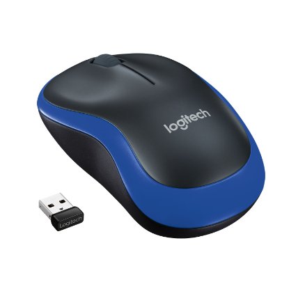 Miška LOGITECH M185, optična, brezžična, 1000dpi, crno-modra