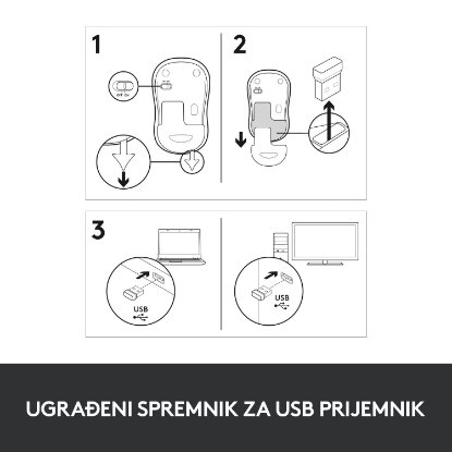 Miška LOGITECH M185, optična, brezžična, 1000dpi, crno-siva