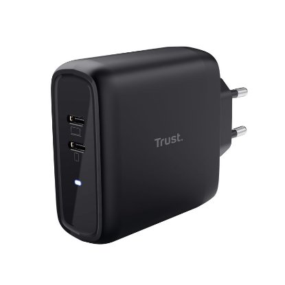 Polnilec TRUST Maxo, 2xUSB-C, 65W, črni