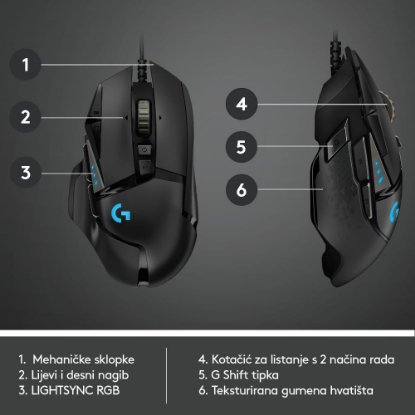 Miška LOGITECH Gaming G502 Hero RGB, optična, 25600dpi, črna, USB