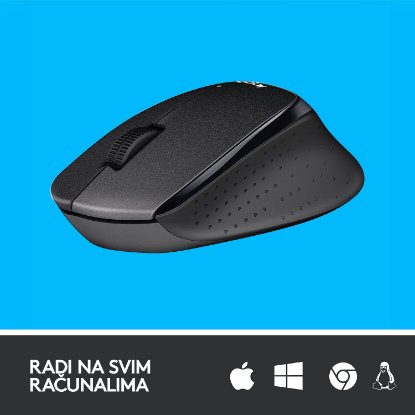 Miška LOGITECH M330 Silent Plus, optična, 1000dpi, brezžična, črna, USB