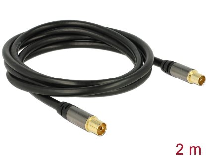 Antenski kabel DELOCK IEC (M) > IEC (Ž) RG-6/U, 2m, črni