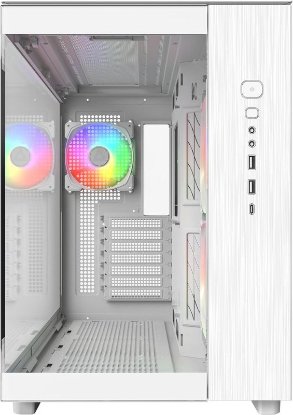 Ohišje MONTECH King 65 Pro, s prozornim stranskim panelom, RGB osvetlitvijo, ATX, belo.