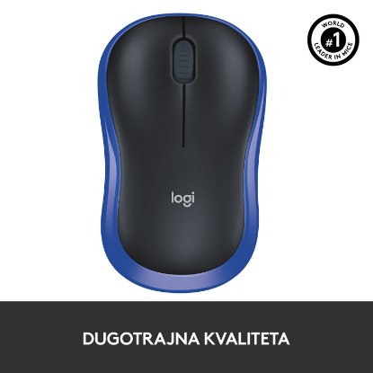 Miška LOGITECH M185, optična, brezžična, 1000dpi, crno-modra