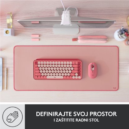 Podloga za miško, LOGITECH Desk Mat Studio, soft, roza