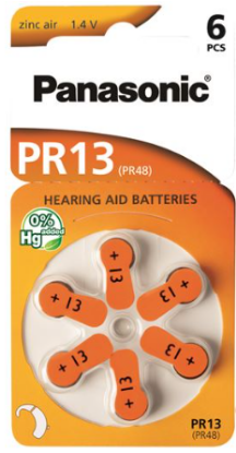 Baterije PANASONIC Zinc Air PR13L/6LB, za slušne aparate, 6 kosov