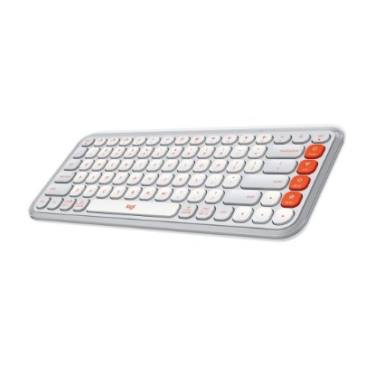 Tipkovnica LOGITECH POP Icon Keys, brezžična, US Layout, BT, belo-oranžna