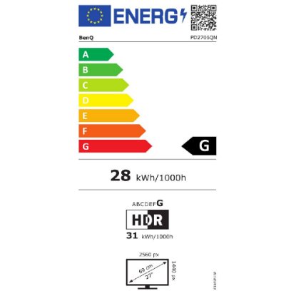 Monitor 27" BENQ PD2706QN 9H.LNDLA.TBE, QHD, IPS, 100Hz, 5ms, 350cd/m2, pivot, zvočniki, siv