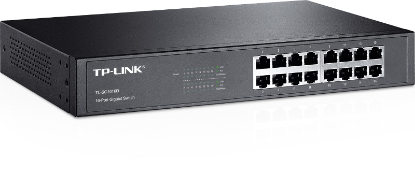 Preklopnik TP-Link TL-SG1016D, 16-portni unmanaged, 10/100/1000 Mbps, 1U, za montažo v rack, brez ventilatorja