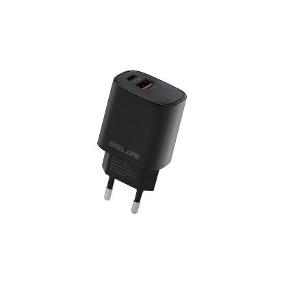 Polnilec BELINE BLN2CB30 GaN, 30W, PD3.0/QC3.0, USB-C + USB-A, črni