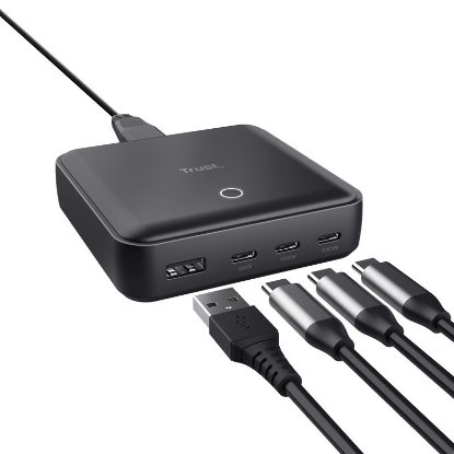 Polnilec za prenosni računalnik TRUST Maxo 4-Port, 100W, črni