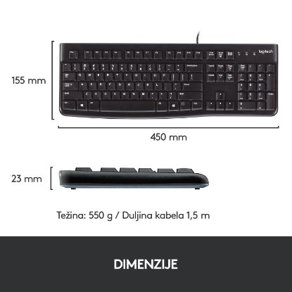 Tipkovnica + miška LOGITECH MK120 Desktop, črna, USB