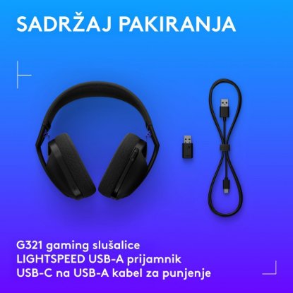 Slušalke LOGITECH Gaming G321, brezžične, BT, USB, črne