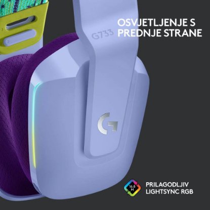 slušalke LOGITECH Gaming G733 Lightspeed, RGB, brezžične, lilac