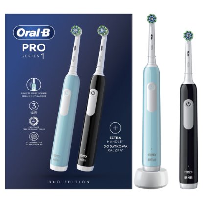 Električna zobna ščetka ORAL-B Pro series 1, duopack, črna in modra