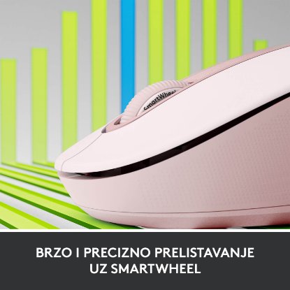 Miška LOGITECH M650, brezžična, optična, 4000dpi, USB, BT, roza