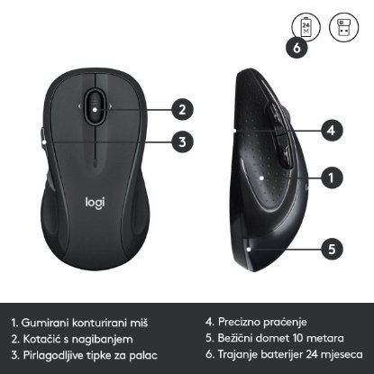 Tipkovnica + miška LOGITECH MK545 Advanced Combo, brezžična, črna, Unifying receiver USB