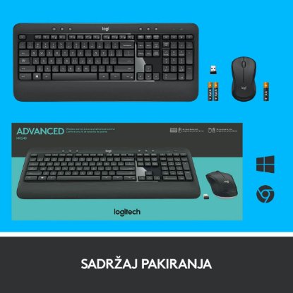 Tipkovnica + miška LOGITECH MK540 Advanced Combo, brezžična, črna, Unifying receiver USB