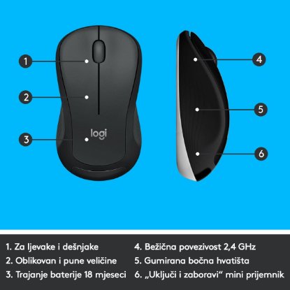 Tipkovnica + miška LOGITECH MK540 Advanced Combo, brezžična, črna, Unifying receiver USB