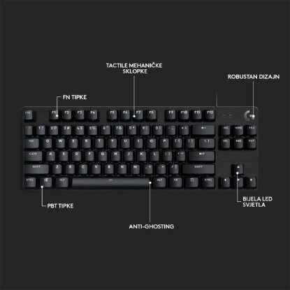 Tipkovnica LOGITECH Gaming G413 TKL SE, mehanička, črna, USB, US layout