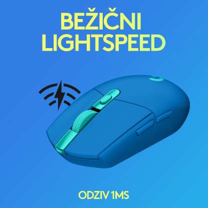 Miška Logitech Gaming G305 lightspeed, brezžična, optična, 12000dpi, modra, USB