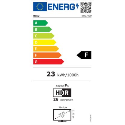 Premium monitor 27" BENQ EW2790U 9H.LN3LJ.LBE, 4K UHD, IPS, 60Hz, 5ms, 350cd/m2, pivot, zvočniki, bel