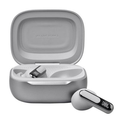 Slušalke JBL Live Beam 3, brezžične, Bluetooth, ANC, in-ear, srebrne