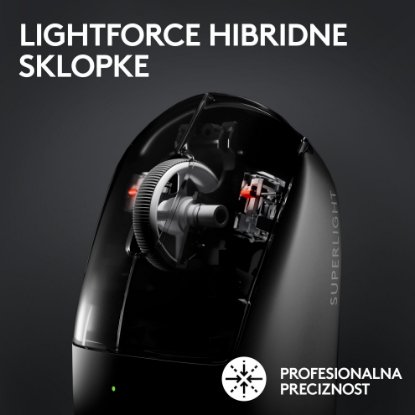 Miška LOGITECH Pro X Superlight 2, brezžična, optična, 32000dpi, črna, USB