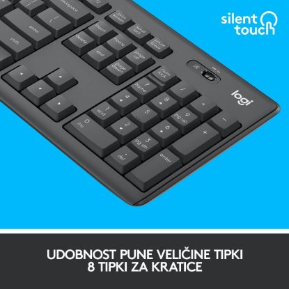 Tipkovnica + miška LOGITECH MK295 Silent Wireless Combo, brezžična, črna, USB