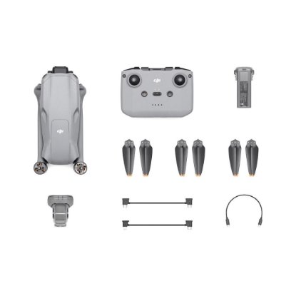 Dron DJI Air 3, 4K UHD kamera, 3-osni gimbal, čas letenja do 46 minut, upravljanje z daljinskim upravljalnikom, siv